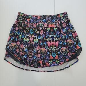 Lululemon Skirt Womens 10 Black Multi Floral Running Hottie Hot Skort LW8AFVR